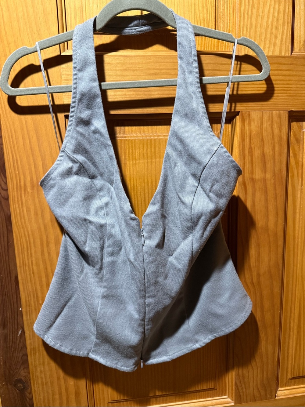 silence + noise Light Gray Halter Zip-Front Camisole